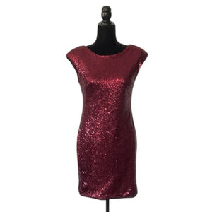 BlinQ Deep Red Sequin Cocktail Mini Dress, size US 8